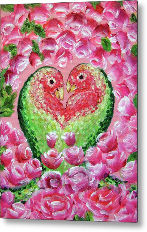 Love Birds Metal Print featuring the painting Love Birds by Ashleigh Dyan Bayer