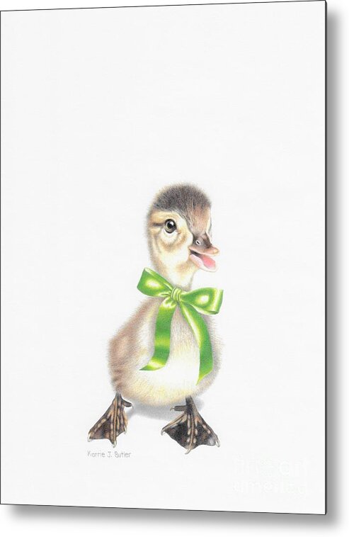 Duckling Metal Print featuring the drawing Lucky Ducky by Karrie J Butler