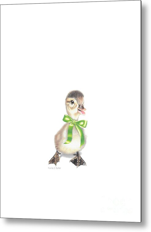 Duckling Metal Print featuring the drawing Lucky Ducky with Transparent Background by Karrie J Butler