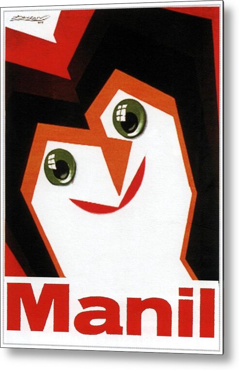 Vintage Poster Metal Print featuring the digital art Manil - Minimal Italian Vintage Advertising Poster - Beauty Soap Ad by Studio Grafiikka