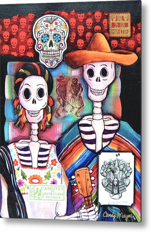 Dia De Los Muertos Metal Print featuring the mixed media Mexican Gothic Collage by Candy Mayer