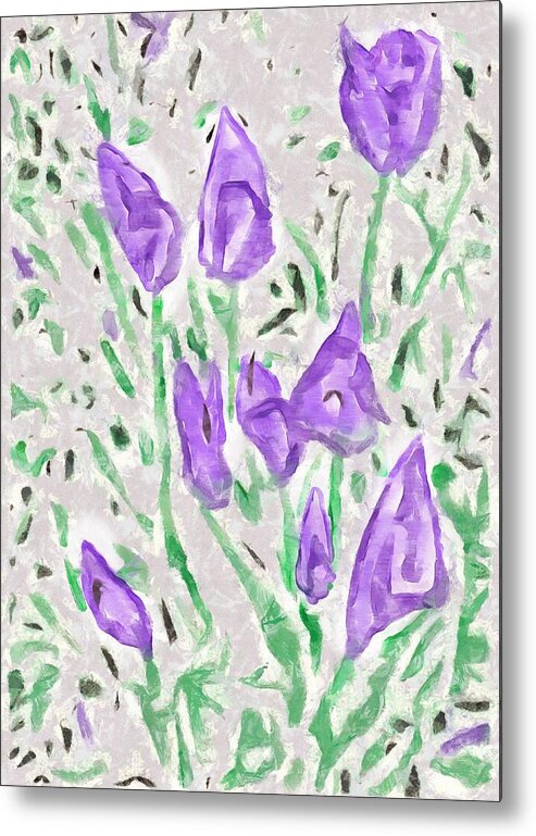 Tulips Metal Print featuring the mixed media Minimalist Tulips by Christopher Reed