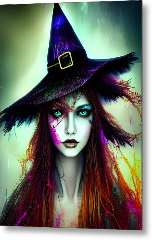 Digital Metal Print featuring the digital art Moira In Her New Hat by Beverly Read