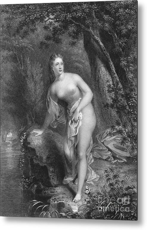 1825 Metal Print featuring the drawing Musidora, 1825 by Asher Brown Durand