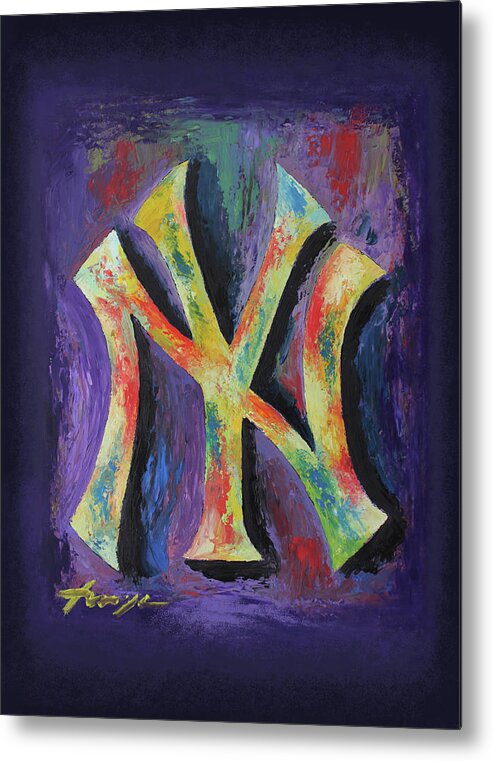 Baseball Metal Print featuring the painting New York Yankees Baseball by Dan Haraga