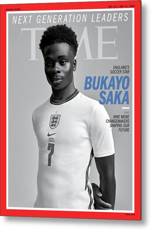 Next Generation Leaders Metal Print featuring the photograph Next Generation Leaders - Bukayo Saka by Photograph by Campbell Addy for TIME