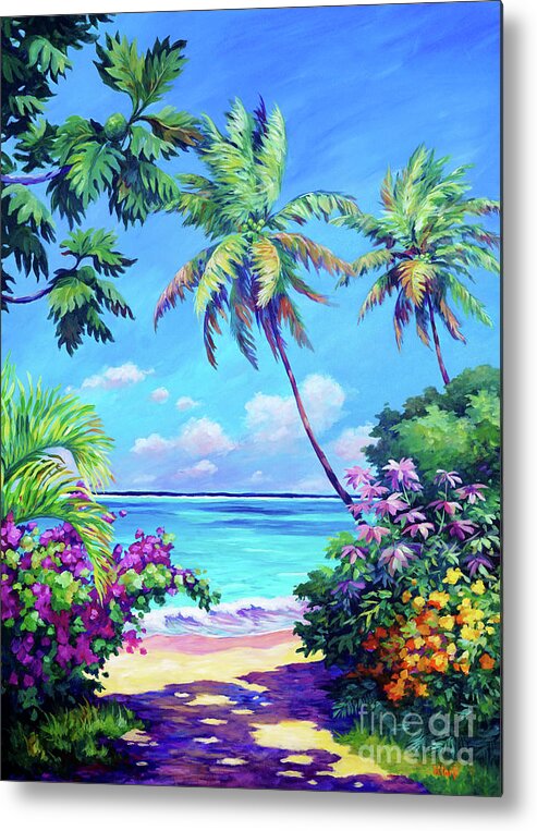 Art Metal Print featuring the painting Ocean View with Breadfruit Tree by John Clark