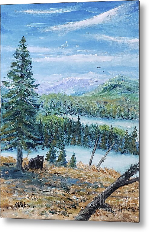 Black Bear Metal Print featuring the painting On The Prowl - Black Bear by Stanton Allaben