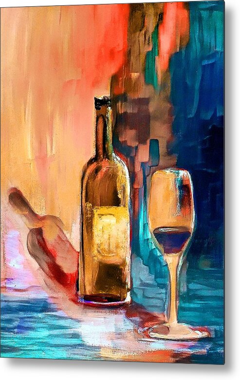 Wine Metal Print featuring the painting One Only Please by Lisa Kaiser