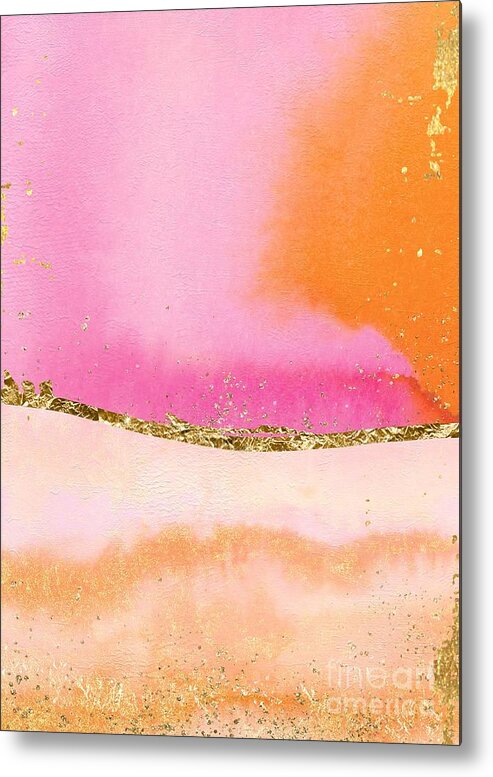 Orange Metal Print featuring the painting Orange, Gold And Pink by Modern Art