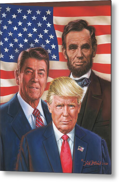 Portraits Metal Print featuring the painting Great American Patriots by Dick Bobnick