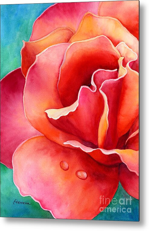 Rose Metal Print featuring the painting Peach Rose 2 by Hailey E Herrera