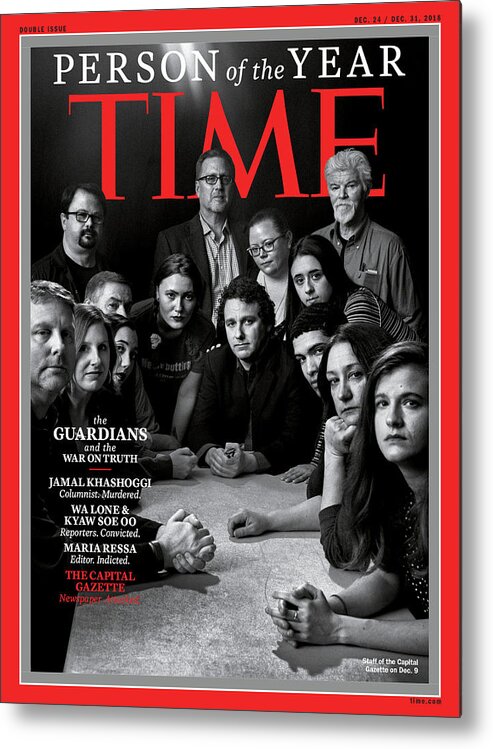 2018 Person Of The Year The Guardians Metal Print featuring the photograph 2018 Person of the Year The Guardians, The Capital Gazette by Photograph by Moises Saman Magnum Photos for TIME