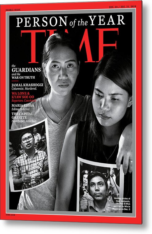 2018 Person Of The Year Metal Print featuring the photograph 2018 Person of the Year The Guardians,The Capital Gazette by Photograph by Moises Saman Magnum Photos for TIME