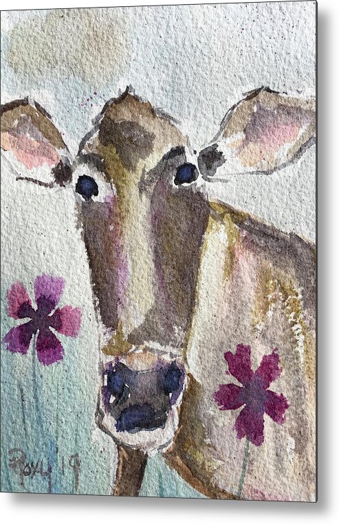 Cow Metal Print featuring the painting Petals by Roxy Rich