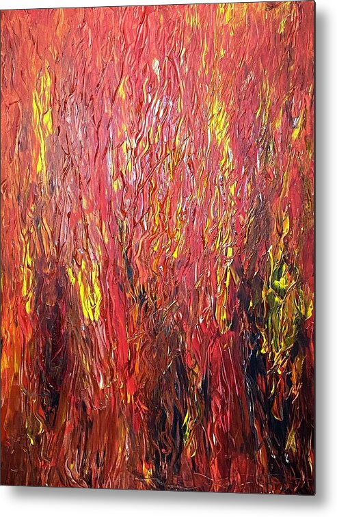 Abstract Metal Print featuring the painting Playing With The Primal Fire Flow Codes by Anjel B Hartwell