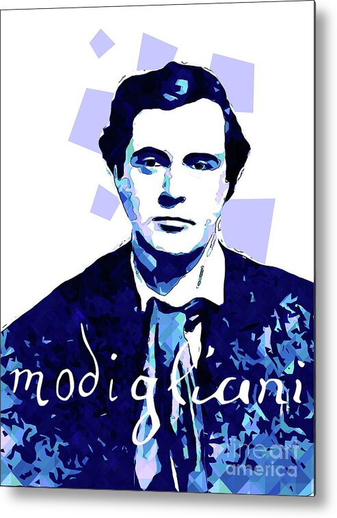 Portrait Metal Print featuring the painting Portrait of Amedeo Modigliani 3. by Alexandra Arts