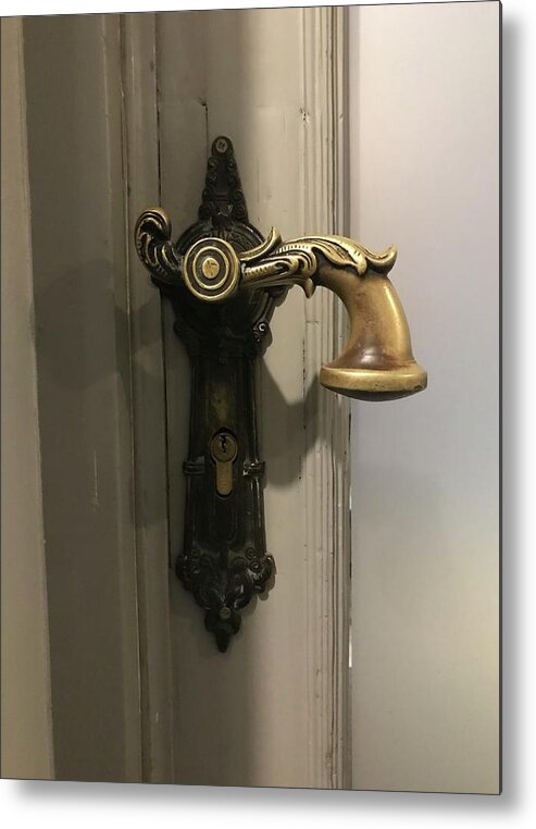  Metal Print featuring the photograph PoznanReturnfirstdoorknob by Mary Kobet