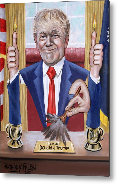 President Donald J Trump Metal Print featuring the painting President Donald J Trump, Not Politically Correct by Anthony Falbo