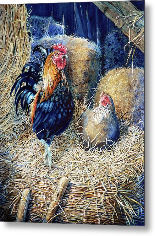 Painting Of Rooster Metal Print featuring the painting Prized Rooster by Hanne Lore Koehler
