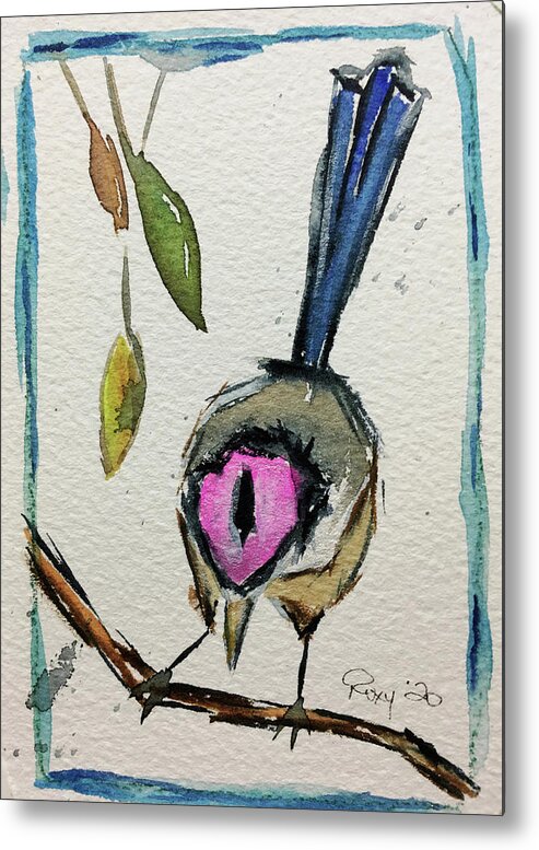 Grand Tit Metal Print featuring the painting Purple Crowned Fairy Wren by Roxy Rich