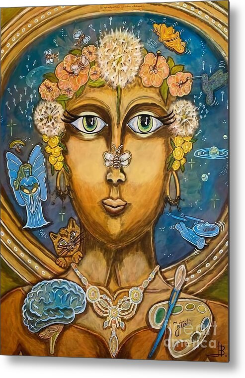 Archetypal Portrait Metal Print featuring the mixed media Pusteblume Dandelion by Sylvia Becker-Hill