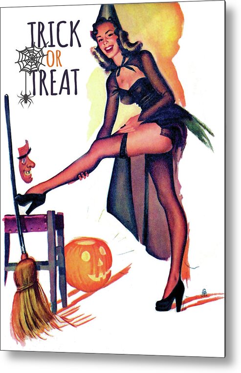 Pinup Metal Print featuring the digital art Ready for Halloween Party by Long Shot