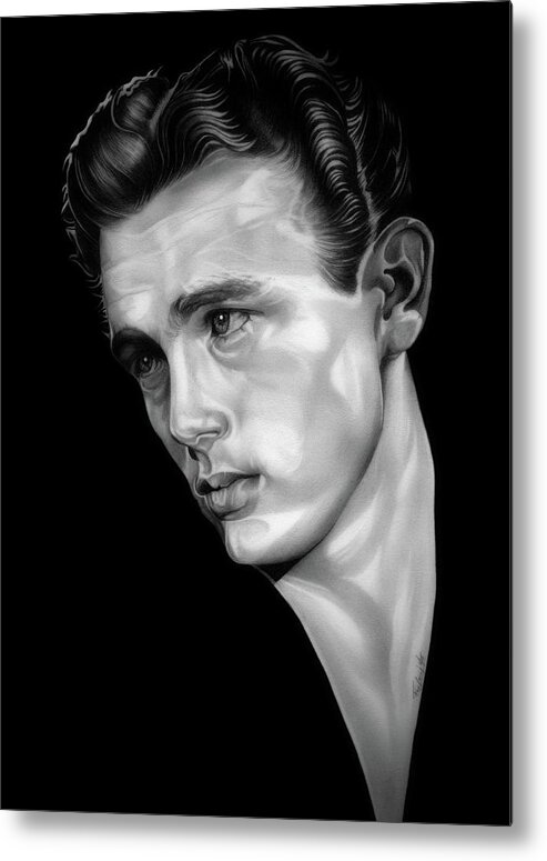 Rebel Metal Print featuring the drawing Rebel - BW - James Dean by Fred Larucci