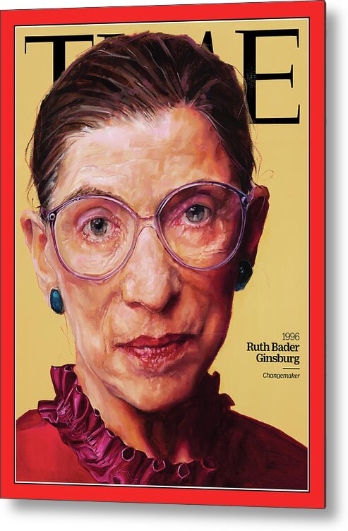 Time Metal Print featuring the photograph Ruth Bader Ginsburg, 1996 by Painting by Shana Wilson for TIME