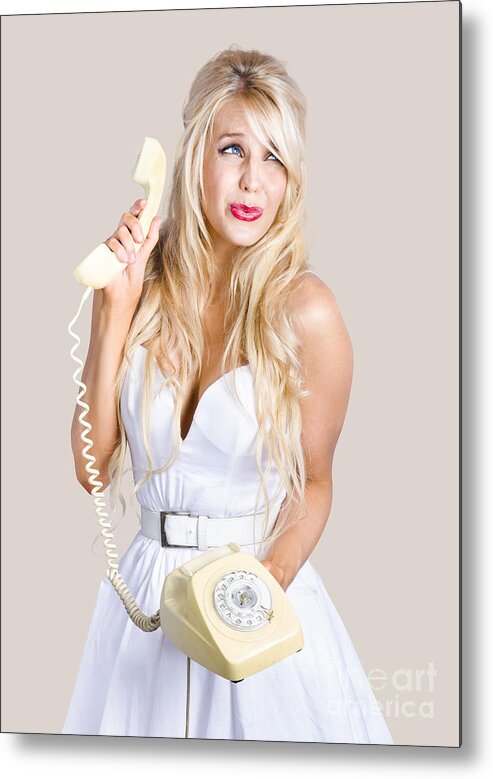 Reception Metal Print featuring the photograph Pinup help desk operator by Jorgo Photography
