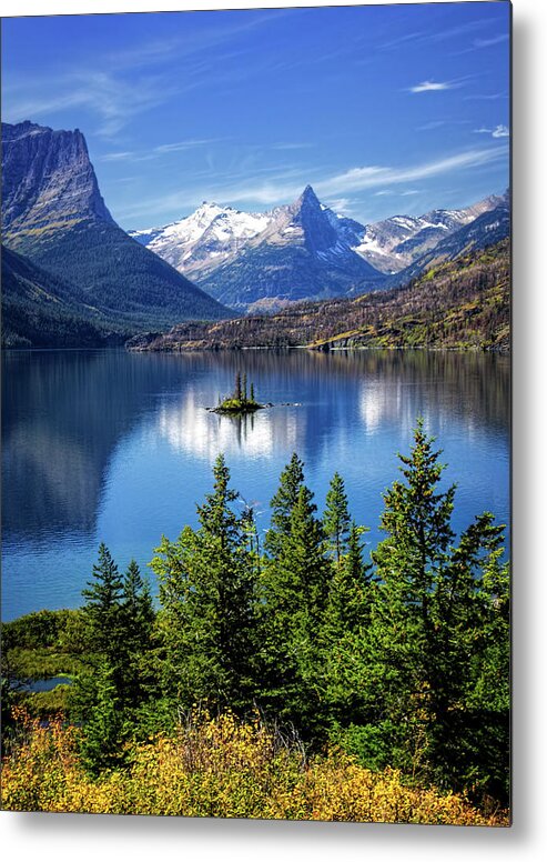Saint Mary Lake And Wild Goose Island Metal Print featuring the photograph Saint Mary Lake and Wild Goose Island by Carolyn Derstine