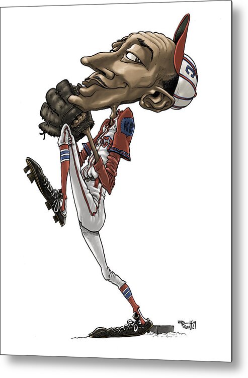 Mikescottdraws Metal Print featuring the drawing Satchel Paige, color by Mike Scott