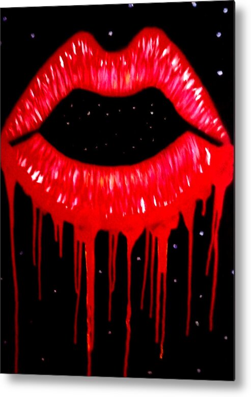 Lips Metal Print featuring the painting Scarlett Lips by Anna Adams
