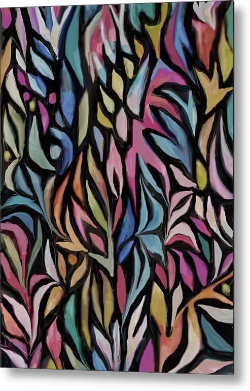 Abstract Flowers Metal Print featuring the digital art Scattered Flowers by Jean Batzell Fitzgerald