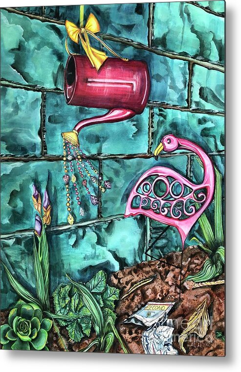 Watering Can Metal Print featuring the mixed media Second Season by Mastiff Studios