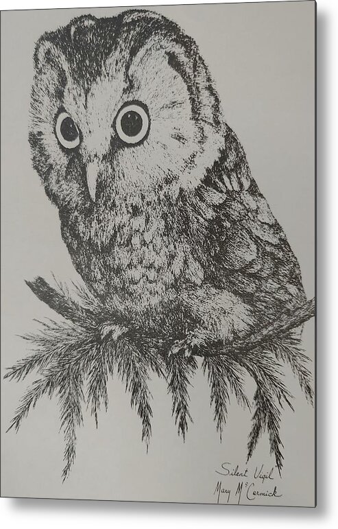 Owl Metal Print featuring the painting Silent Vigil by ML McCormick