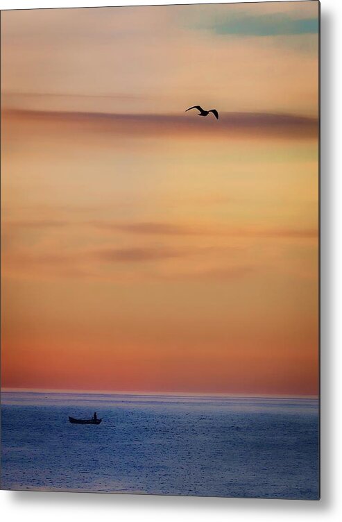 Photographs Metal Print featuring the photograph Skittle and Gull at Sunrise by John A Rodriguez