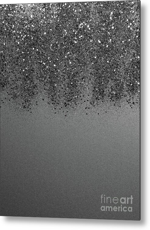 Faux-glitter Metal Print featuring the mixed media Sparkling Silver Gray Lady Glitter #2 Faux Glitter #shiny #decor #art by Anitas and Bellas Art
