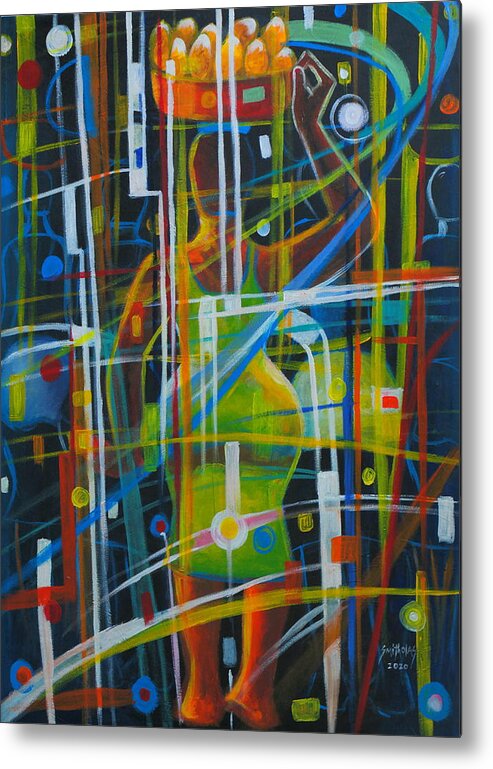 Living Room Metal Print featuring the painting Strength of Africa Woman by Olaoluwa Smith