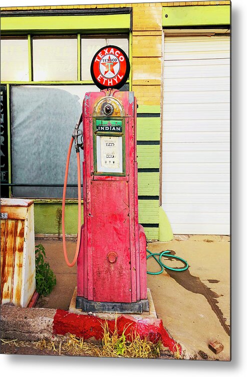 Texaco Gas Pump Metal Print featuring the photograph Texaco antique gas pump by Tatiana Travelways