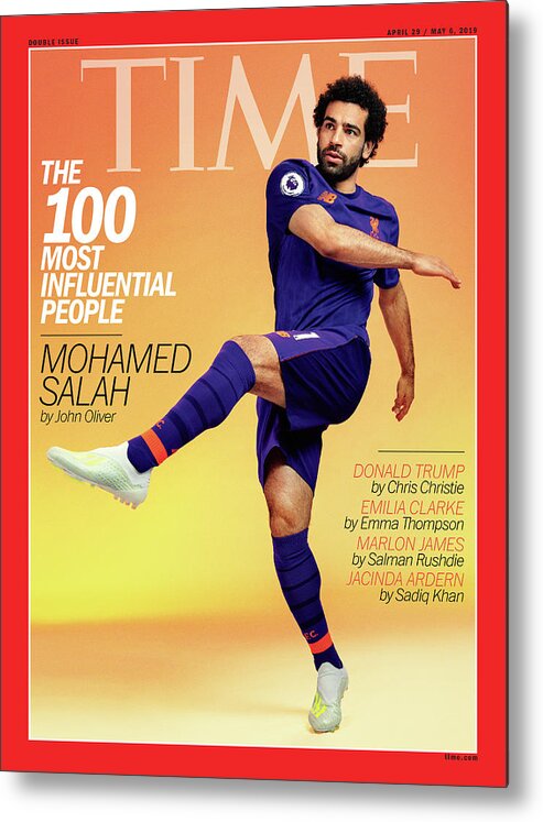 Time Metal Print featuring the photograph The 100 Most Influential People - Mohamed Salah by Photograph by Pari Dukovic for TIME