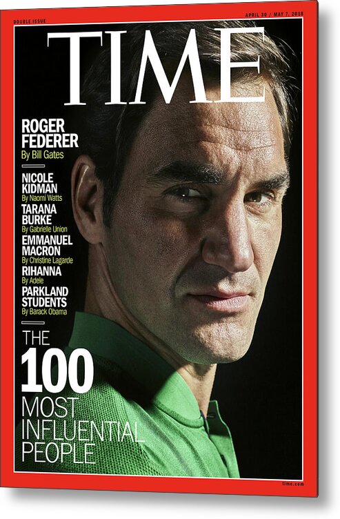 The 100 Metal Print featuring the photograph The 100 Most Influential People - Roger Federer by Photograph by Peter Hapak for TIME
