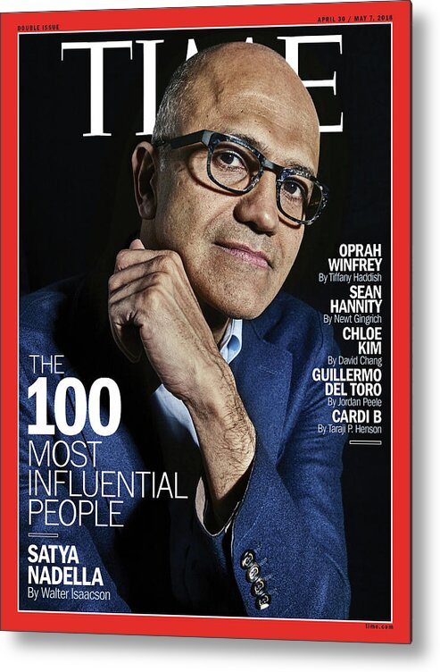 Time 100 Metal Print featuring the photograph The 100 Most Influential People - Satya Nadella by Photograph by Peter Hapak for TIME