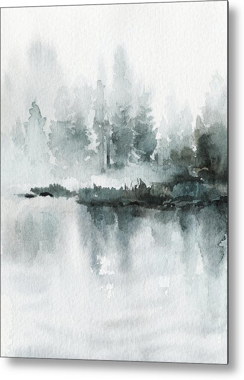 Winter Metal Print featuring the painting Winter River Bank by Ink Well