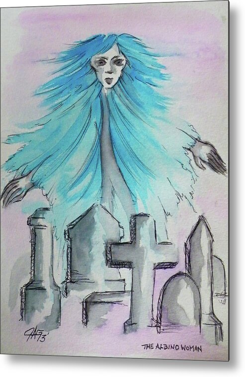 Albino Metal Print featuring the painting The Blue Albino Woman Of Topeka by The GYPSY