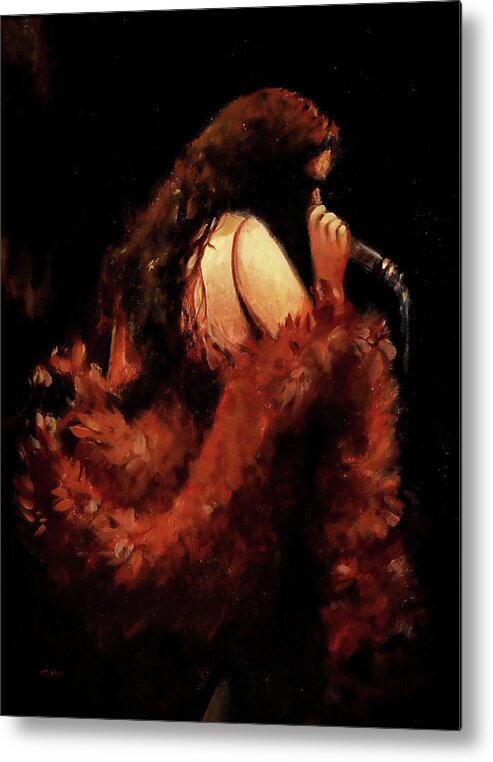 Feather Metal Print featuring the painting The Burlesque Singer by Sv Bell