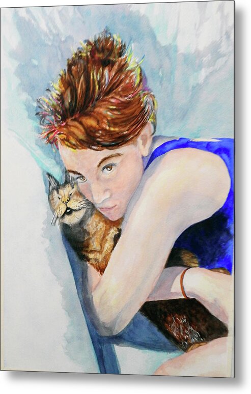 Cat Metal Print featuring the painting The Friend by Barbara F Johnson