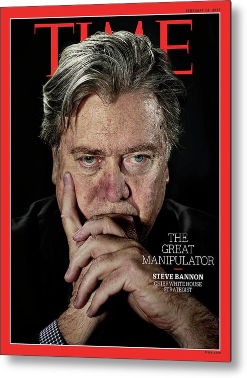 Steve Bannon Metal Print featuring the photograph The Great Manipulator - Steve Bannon by TimePhotograph by Nadav Kander for TIME