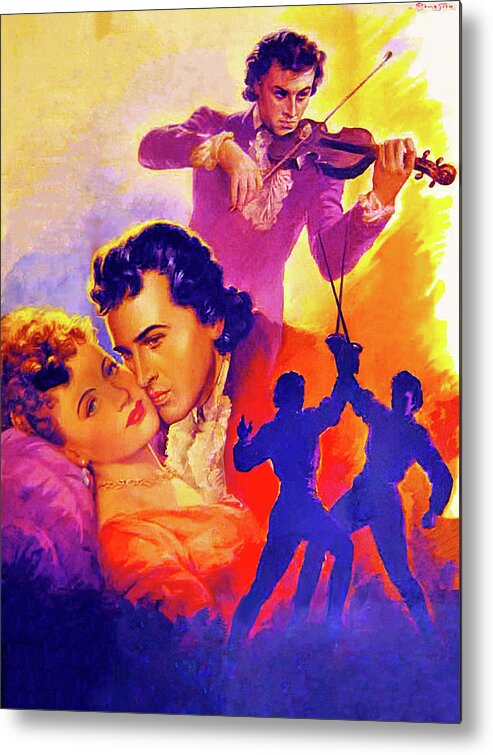 Magic Metal Print featuring the painting ''The Magic Bow'', 1946,movie poster painting by Anselmo Ballester by Stars on Art
