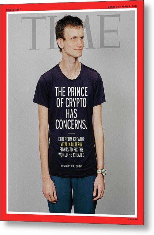 The Prince Of Crypto Has Concerns Metal Print featuring the photograph The Prince of Crypto Has Concerns - Vitalik Buterin, creator of Ethereum by Photograph by Benjamin Rasmussen for TIME